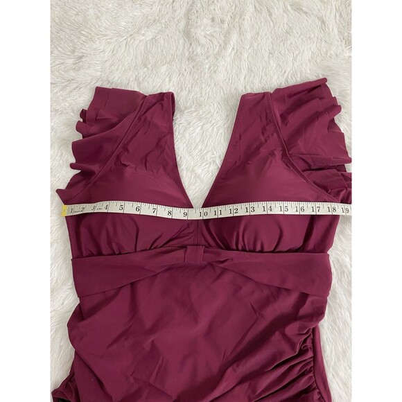 Blooming Jelly Swimsuits Tummy Control Slimming One Piece Burgundy Plus Size 3XL - Picture 6 of 14